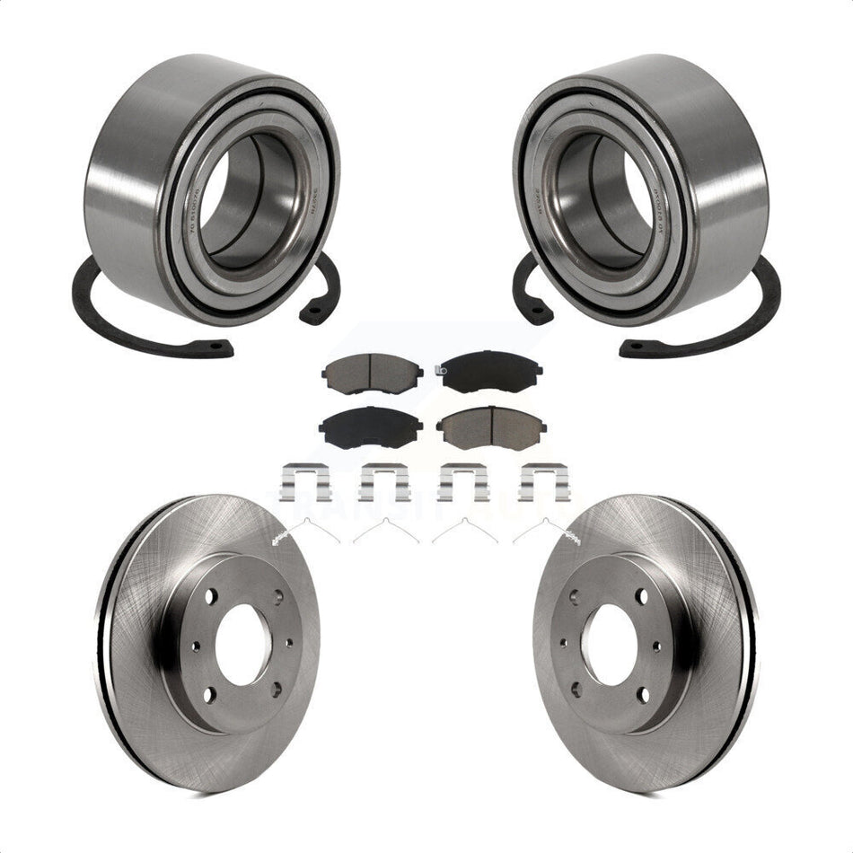 Front Wheel Bearing With Disc Brake Rotors And Ceramic Pads Kit For 1999-2000 Hyundai Sonata KBB-118600