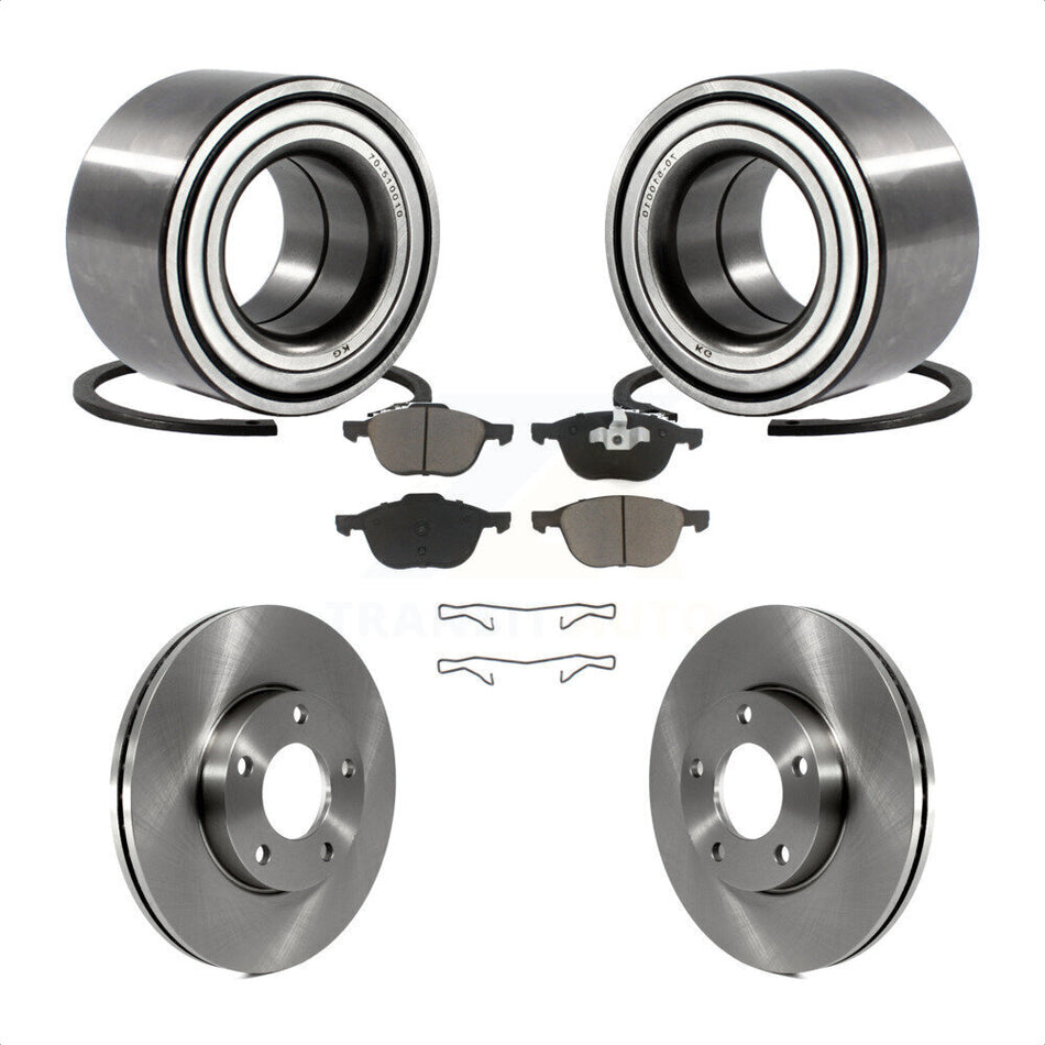 Front Wheel Bearing With Disc Brake Rotors And Ceramic Pads Kit For Mazda 3 KBB-118608