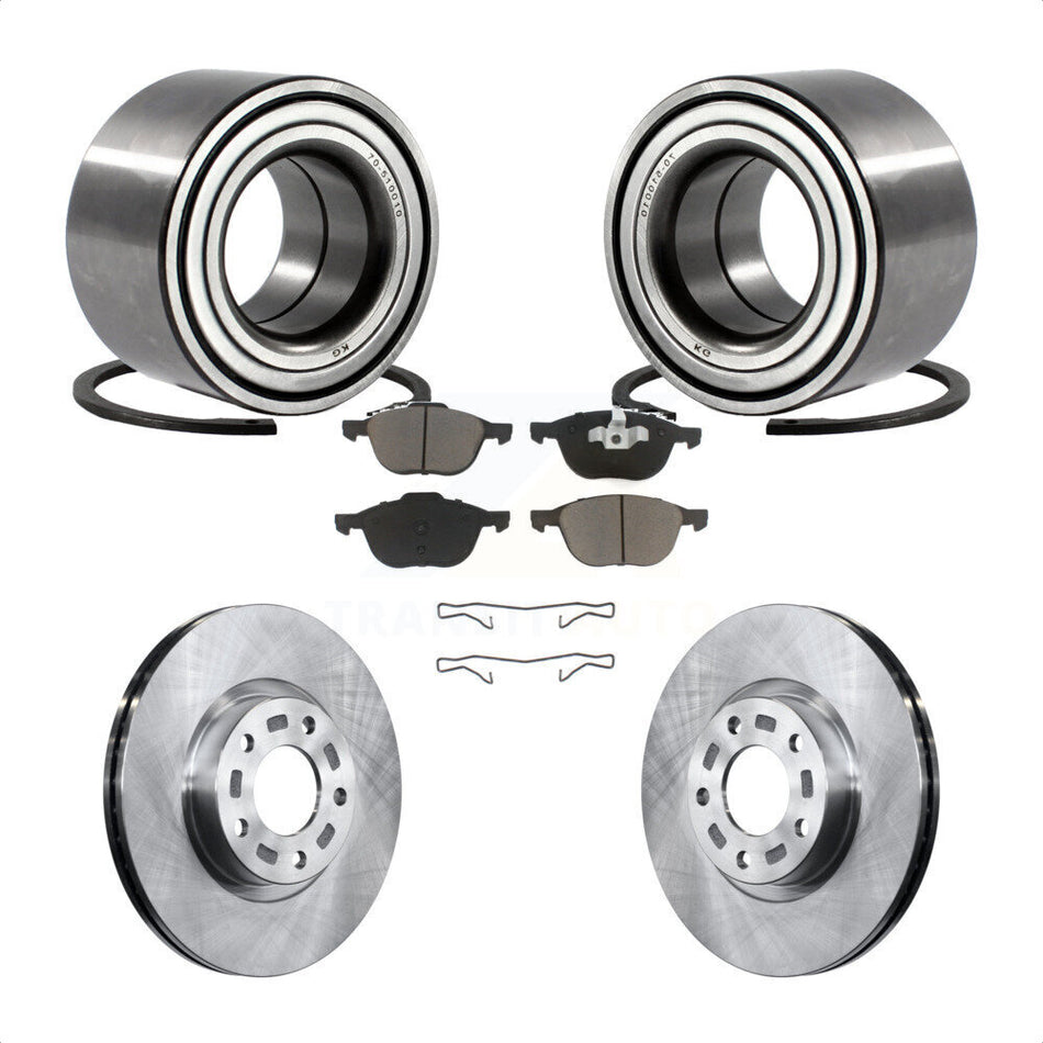 Front Wheel Bearing With Disc Brake Rotors And Ceramic Pads Kit For 2005 Mazda 3 2.3L with Non-ABS From 01 05 KBB-118612