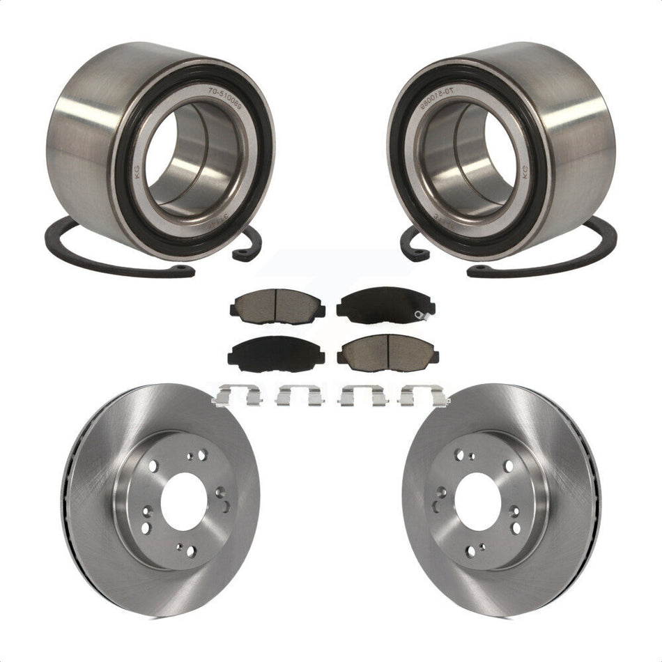 Front Wheel Bearing With Disc Brake Rotors And Ceramic Pads Kit For Honda Civic KBB-118633