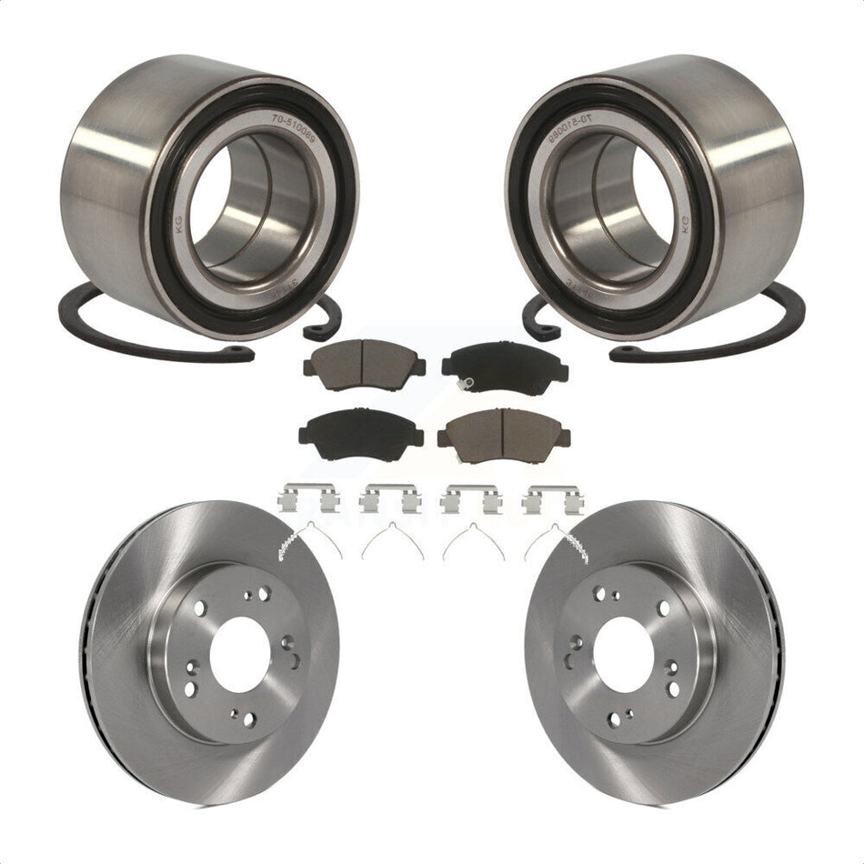 Front Wheel Bearing With Disc Brake Rotors And Ceramic Pads Kit For Honda Civic KBB-118634