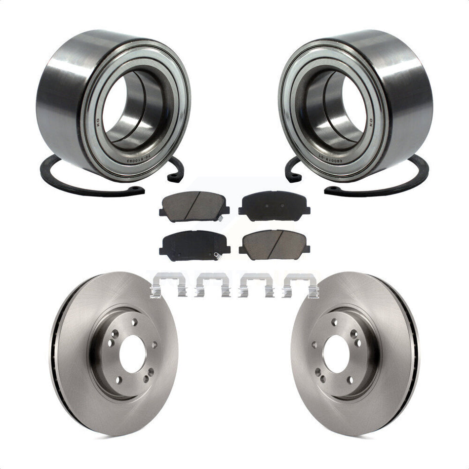 Front Wheel Bearing With Disc Brake Rotors And Ceramic Pads Kit For Hyundai Veloster Kia Forte Koup KBB-118637