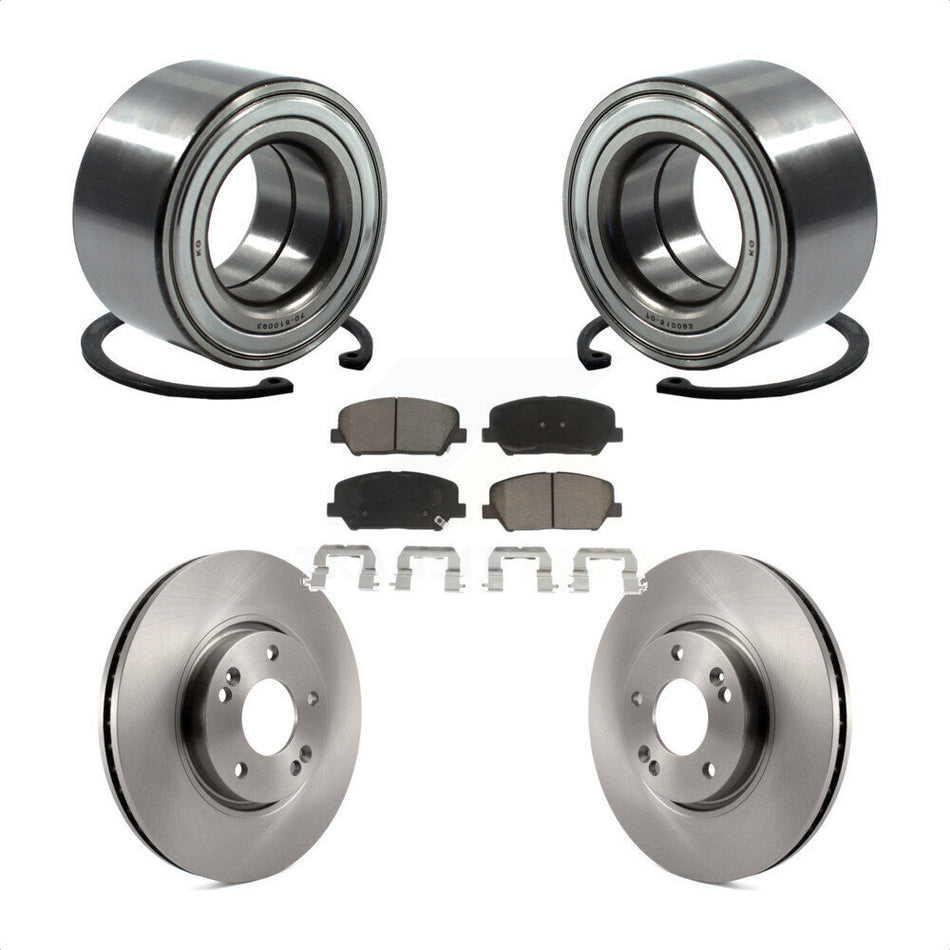Front Wheel Bearing With Disc Brake Rotors And Ceramic Pads Kit For Kia Forte Forte5 Koup KBB-118641