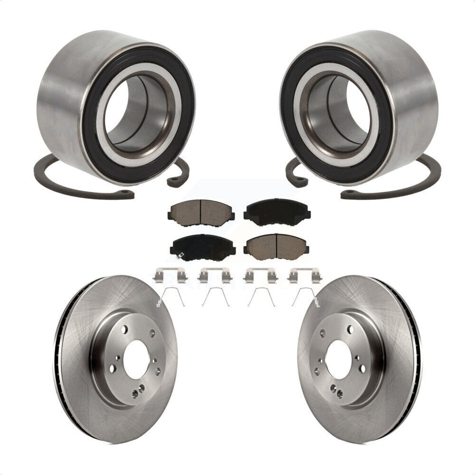 Front Wheel Bearing With Disc Brake Rotors And Ceramic Pads Kit For Honda Civic KBB-118652