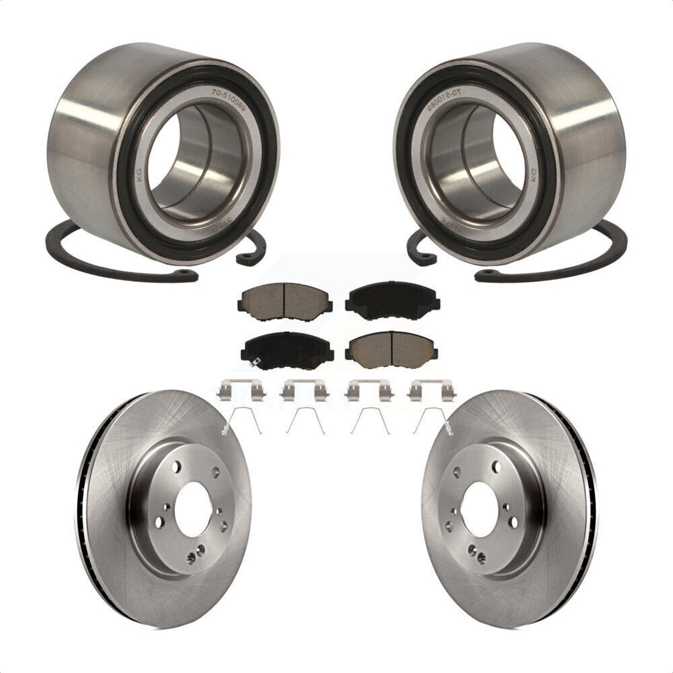 Front Wheel Bearing With Disc Brake Rotors And Ceramic Pads Kit For Honda Civic KBB-118657
