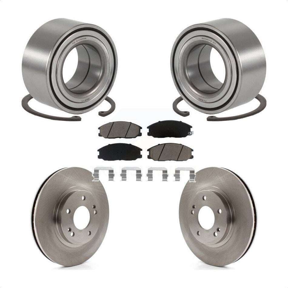 Front Wheel Bearing With Disc Brake Rotors And Ceramic Pads Kit For 2001-2006 Hyundai Santa Fe 294mm Diameter Rotor KBB-118664