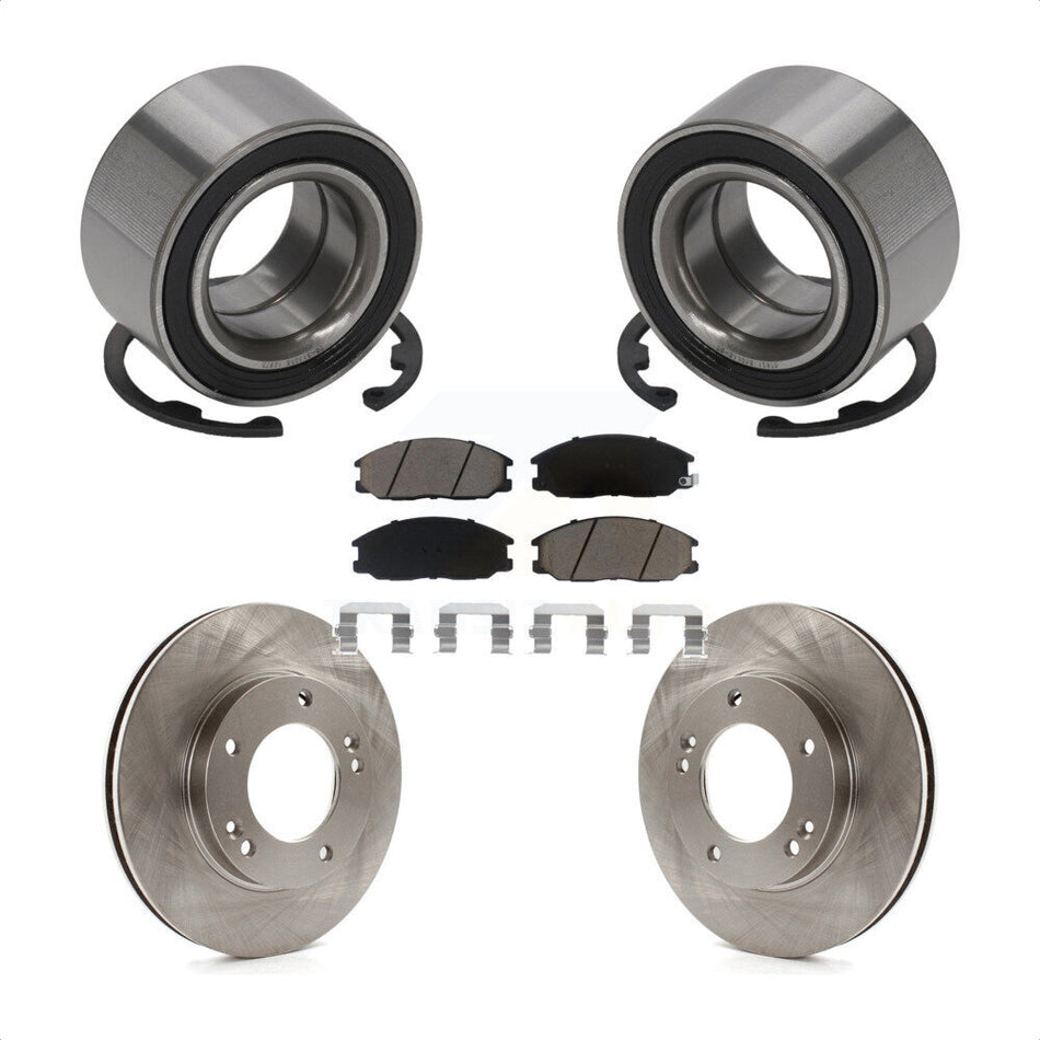 Front Wheel Bearing With Disc Brake Rotors And Ceramic Pads Kit For 2003-2006 Kia Sorento KBB-118666