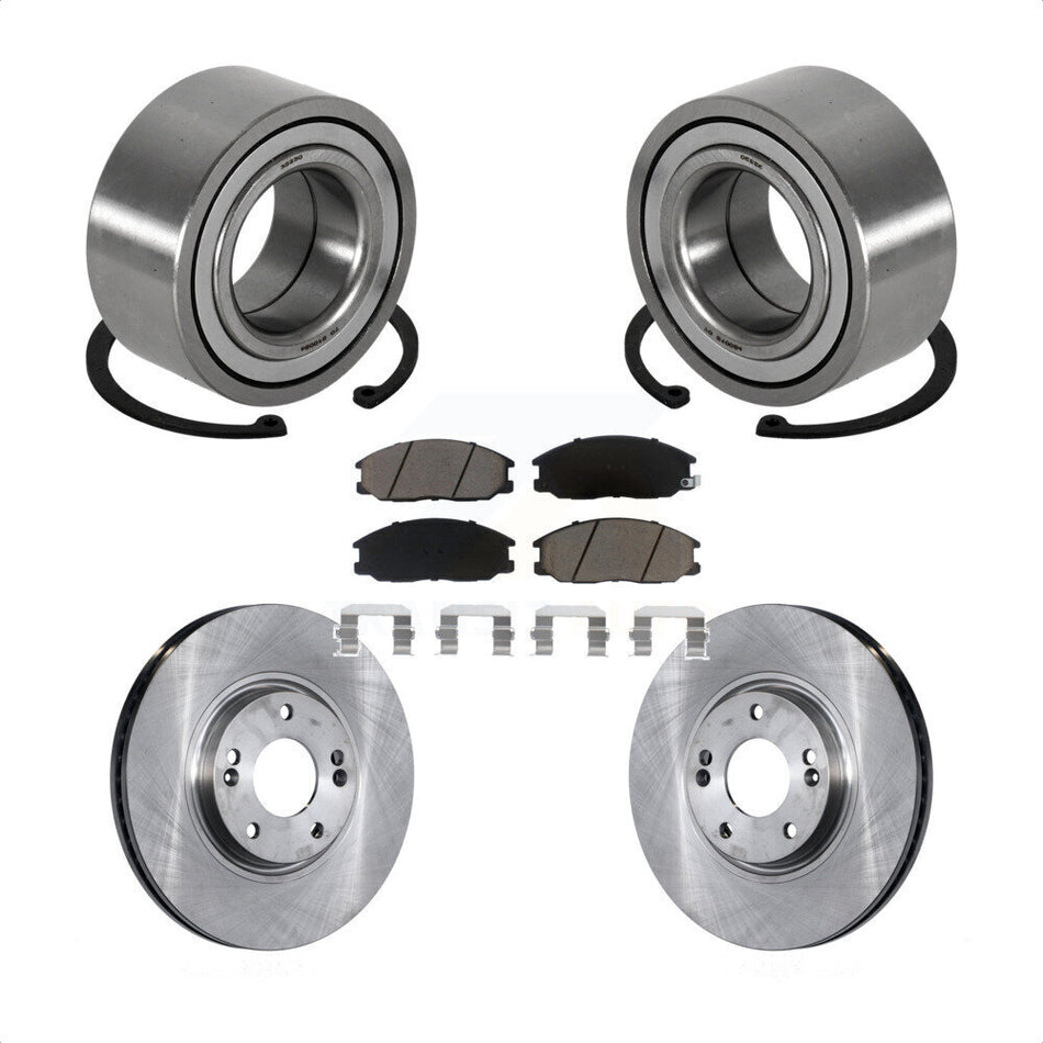 Front Wheel Bearing With Disc Brake Rotors And Ceramic Pads Kit For 2004-2006 Kia Amanti KBB-118667