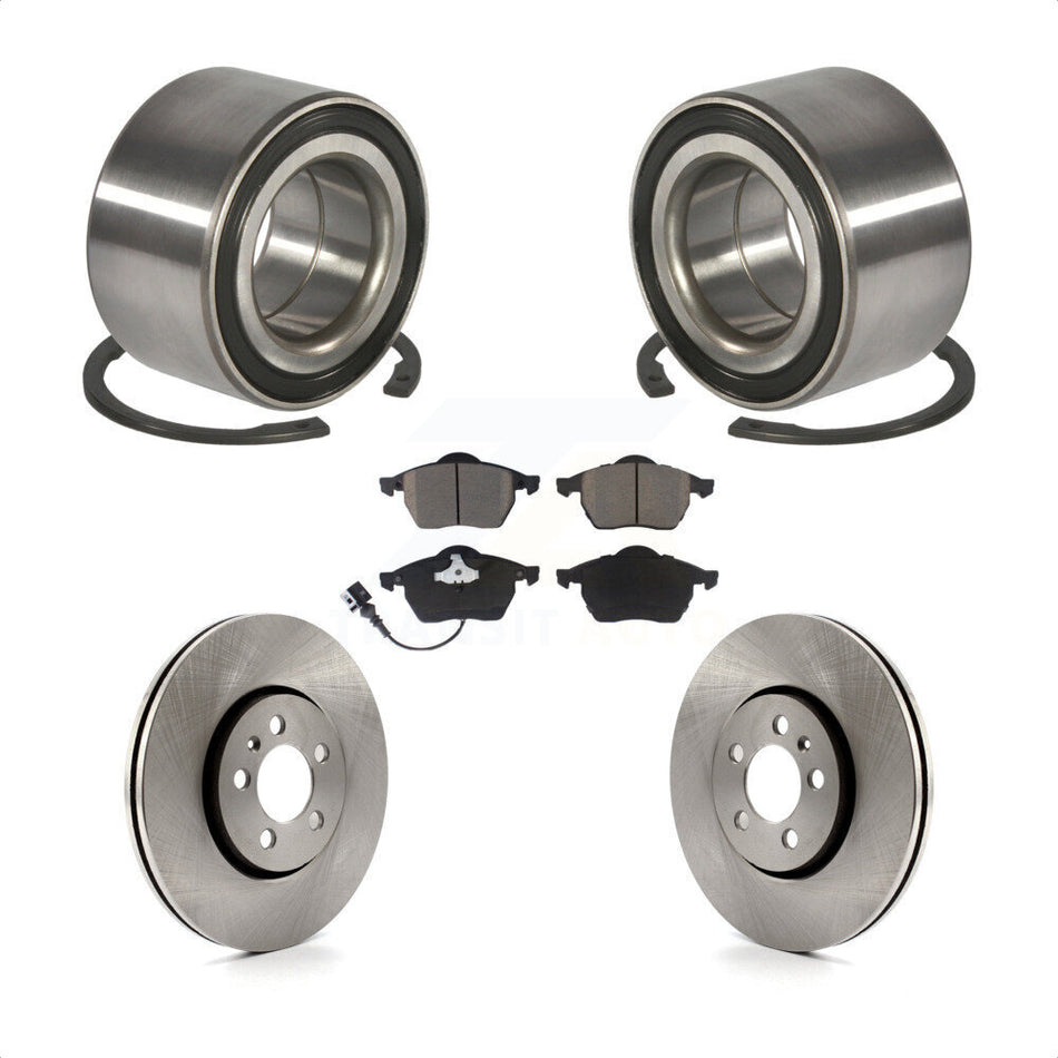 Front Wheel Bearing With Disc Brake Rotors And Ceramic Pads Kit For Volkswagen Jetta Beetle Golf KBB-118674