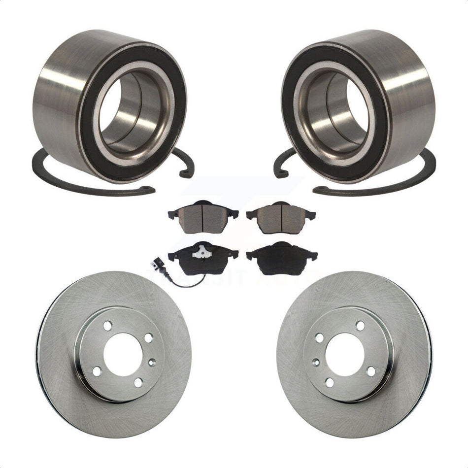 Front Wheel Bearing With Disc Brake Rotors And Ceramic Pads Kit For 1996-1998 Volkswagen Jetta 2.8L 256mm Diameter Rotor KBB-118677