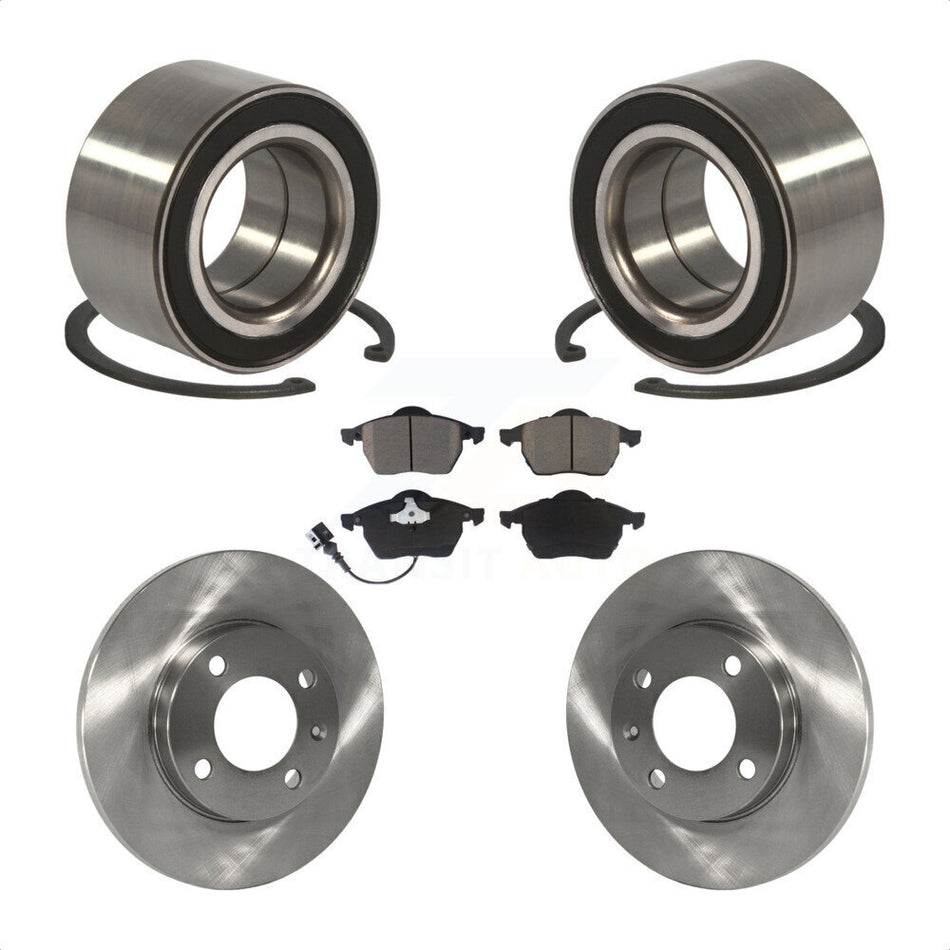 Front Wheel Bearing With Disc Brake Rotors And Ceramic Pads Kit For 1996-1998 Volkswagen Jetta 2.8L 239mm Diameter Rotor KBB-118678