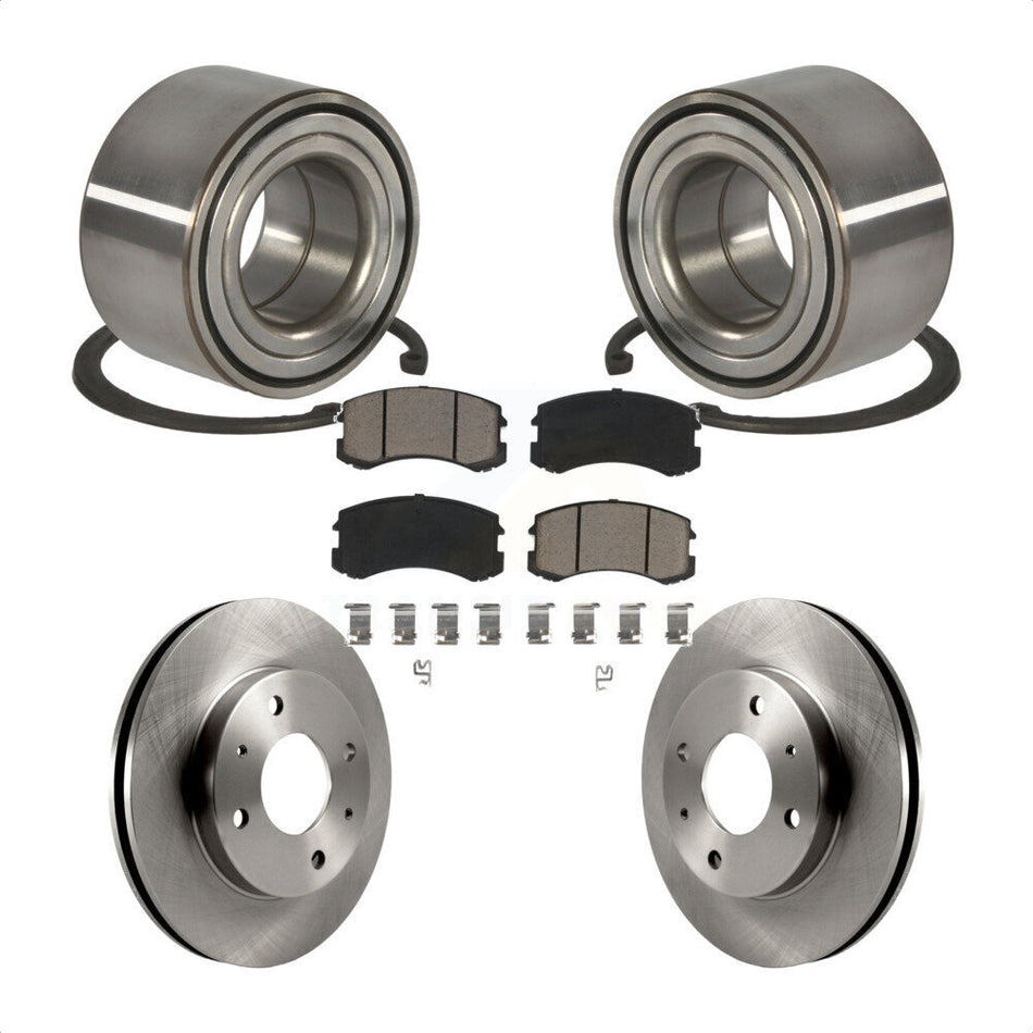 Front Wheel Bearing With Disc Brake Rotors And Ceramic Pads Kit For 2006-2007 Mitsubishi Lancer ES 15" Factory Wheels KBB-118687