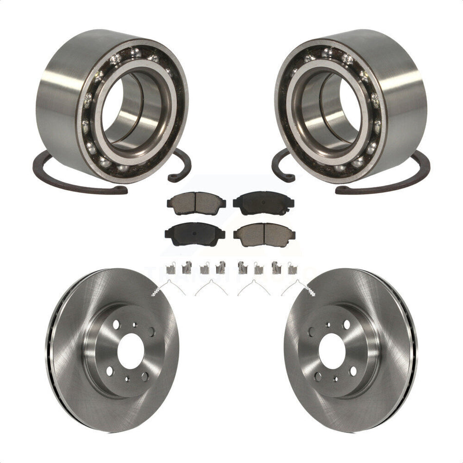 Front Wheel Bearing With Disc Brake Rotors And Ceramic Pads Kit For 1993-1997 Toyota Corolla Geo Prizm KBB-118700