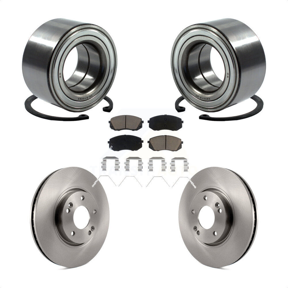 Front Wheel Bearing With Disc Brake Rotors And Ceramic Pads Kit For 2017-2019 Kia Soul EV KBB-118701