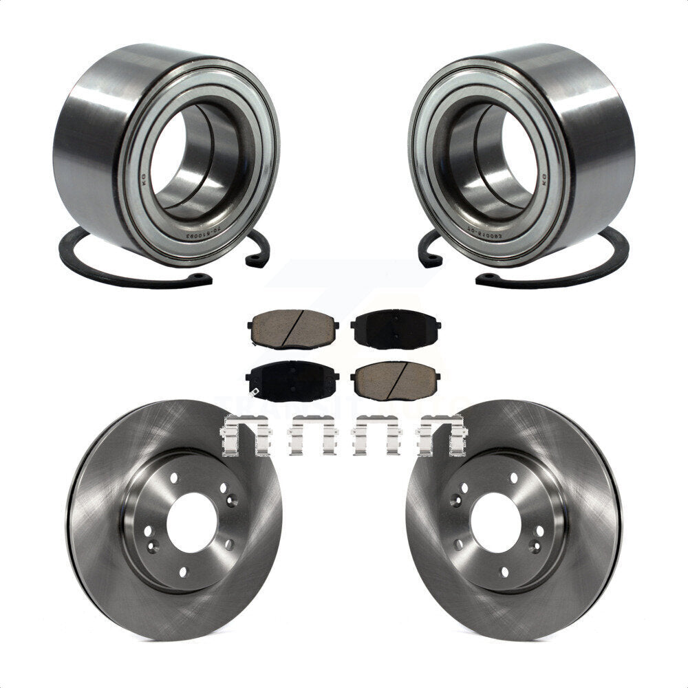Front Wheel Bearing Disc Brake Rotors And Ceramic Pads Kit For Kia Soul Forte KBB-118704