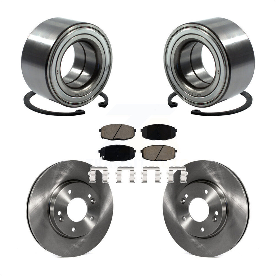 Front Wheel Bearing Disc Brake Rotors And Ceramic Pads Kit For Kia Soul Forte KBB-118704