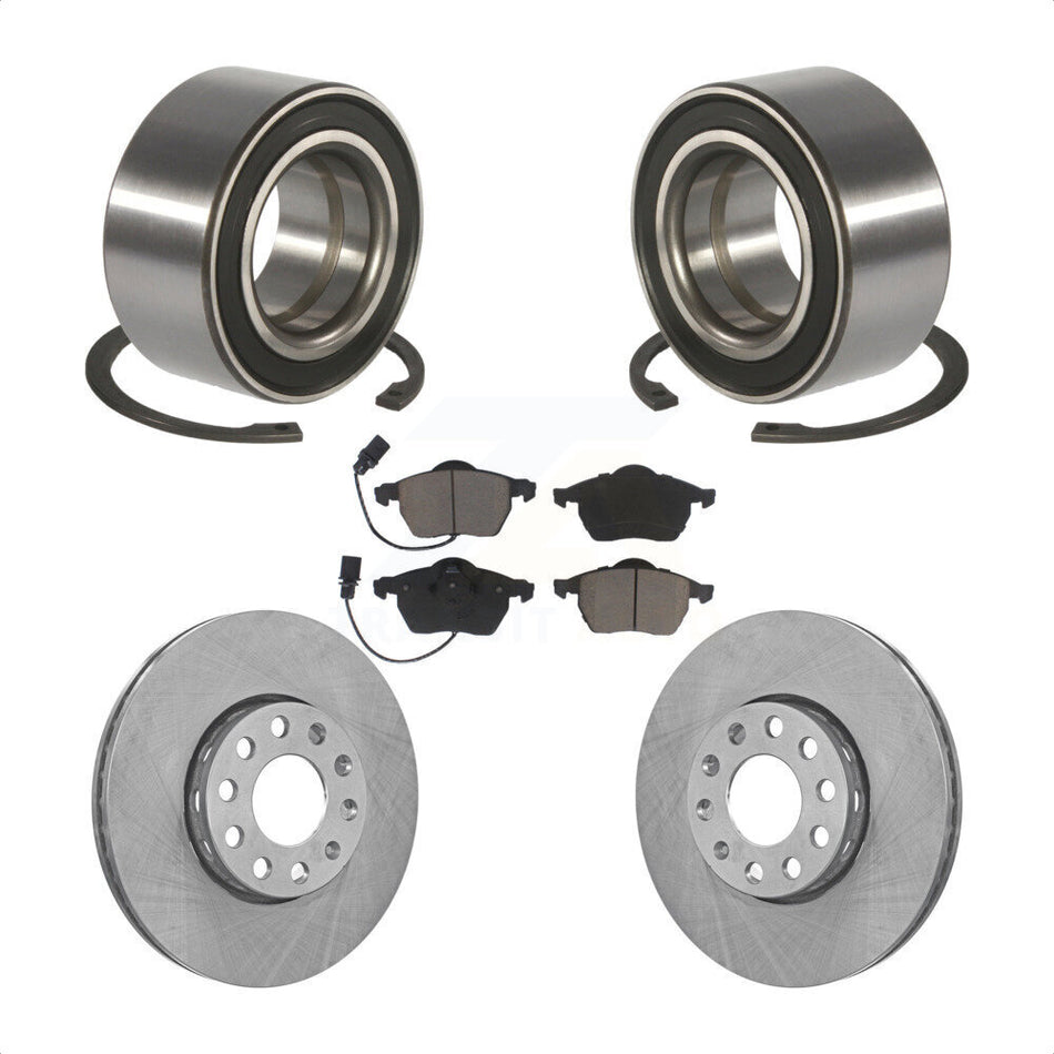 Front Wheel Bearing With Disc Brake Rotors And Ceramic Pads Kit For Volkswagen Passat Audi A4 Quattro KBB-118705