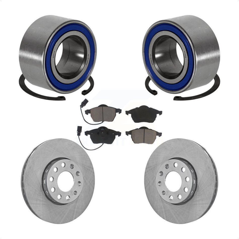 Front Wheel Bearing With Disc Brake Rotors And Ceramic Pads Kit For Volkswagen Passat Audi A4 Quattro KBB-118706