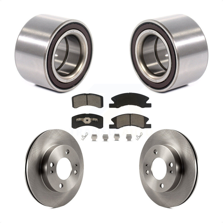 Front Wheel Bearing With Disc Brake Rotors And Ceramic Pads Kit For 2014-2015 Mitsubishi Mirage KBB-118725