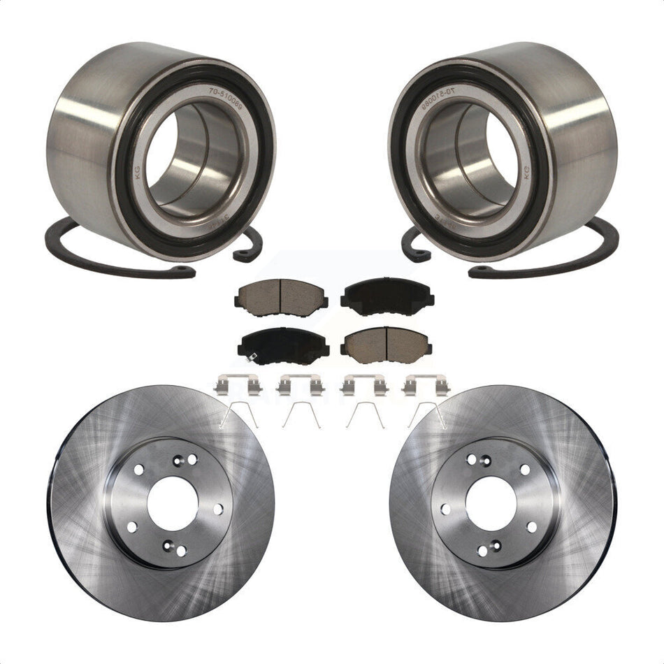 Front Wheel Bearing With Disc Brake Rotors And Ceramic Pads Kit For Honda Civic KBB-118732