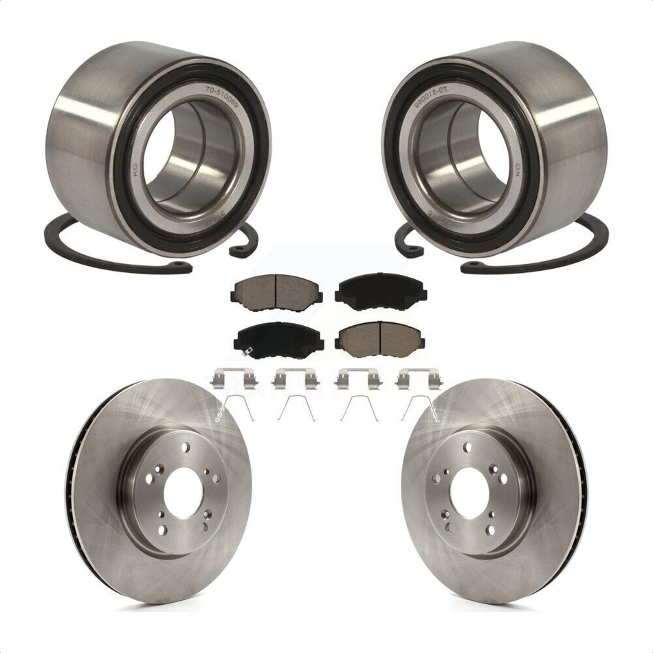 Front Wheel Bearing With Disc Brake Rotors And Ceramic Pads Kit For 2015 Honda Civic EX with Manual transmission KBB-118752