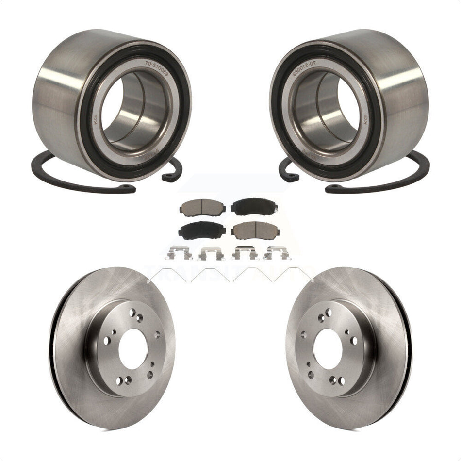 Front Wheel Bearing With Disc Brake Rotors And Ceramic Pads Kit For 2015 Honda Civic LX SE with Manual transmission KBB-118754