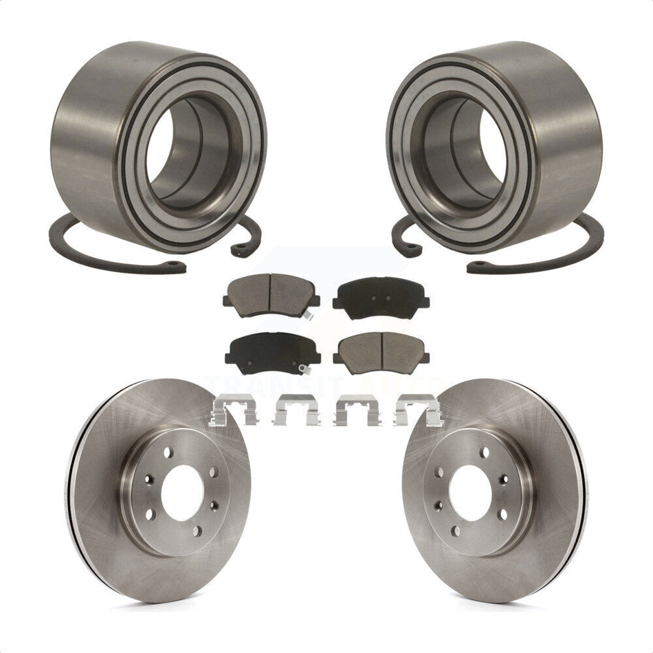 Front Wheel Bearing With Disc Brake Rotors And Ceramic Pads Kit For 2012-2017 Hyundai Accent KBB-118757