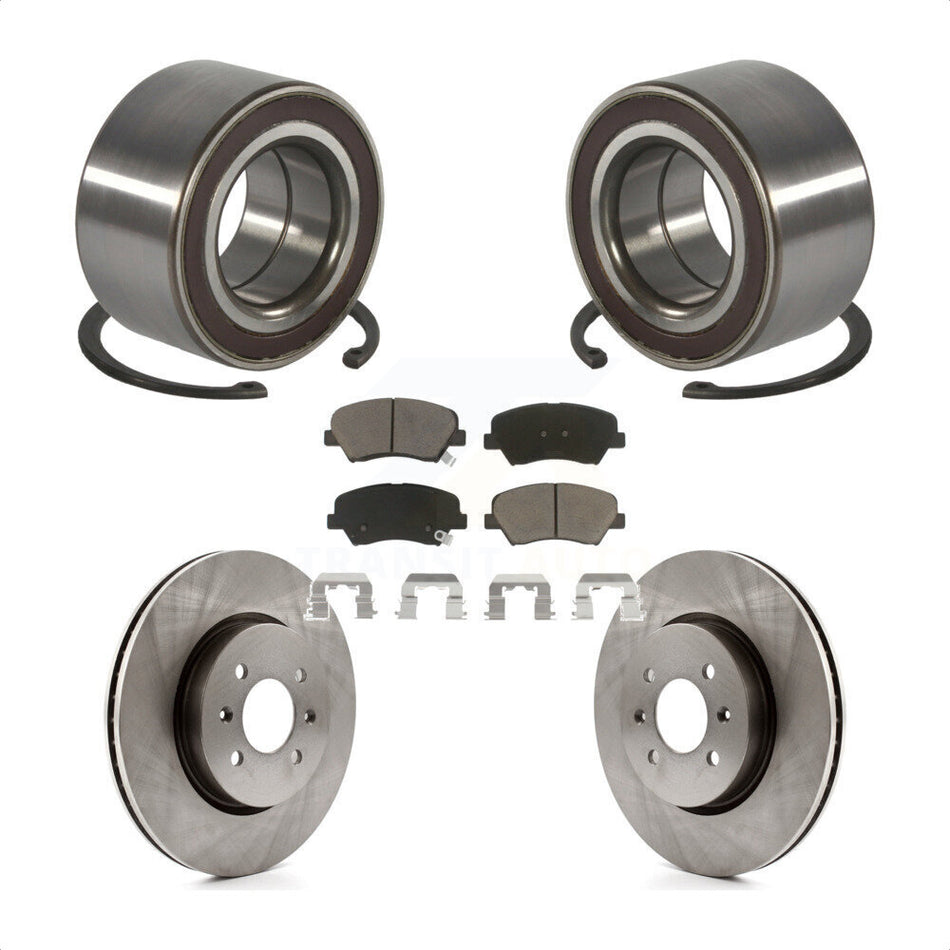Front Wheel Bearing With Disc Brake Rotors And Ceramic Pads Kit For Kia Rio KBB-118758