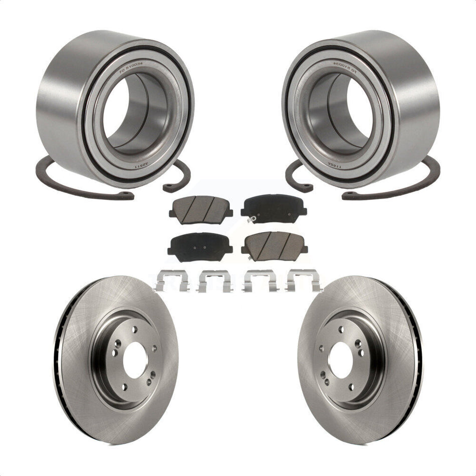 Front Wheel Bearing With Disc Brake Rotors And Ceramic Pads Kit For 2012-2017 Hyundai Azera KBB-118766