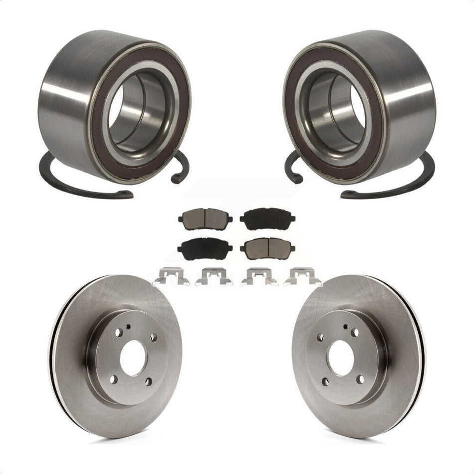 Front Wheel Bearing With Disc Brake Rotors And Ceramic Pads Kit For 2011-2014 Mazda 2 KBB-118767