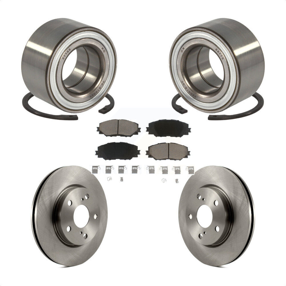 Front Wheel Bearing With Disc Brake Rotors And Ceramic Pads Kit For 2017-2018 Toyota Prius V KBB-118786