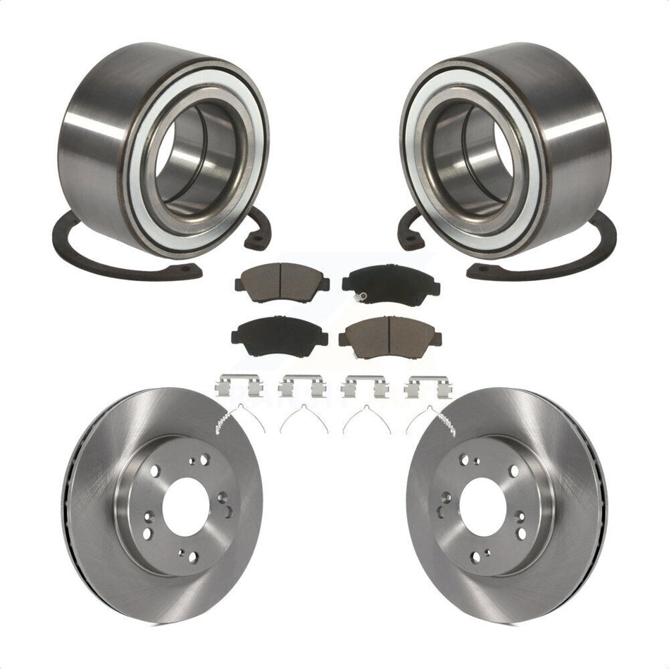 Front Wheel Bearing With Disc Brake Rotors And Ceramic Pads Kit For 2004 Honda Civic SiR KBB-118792