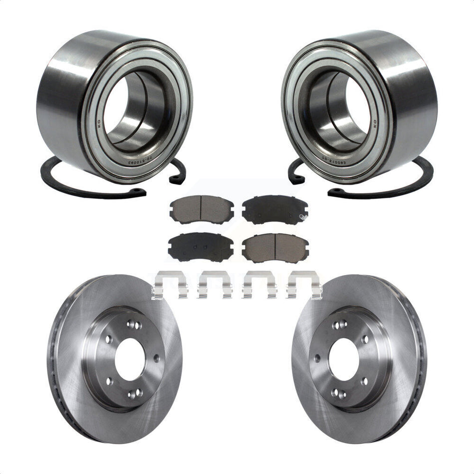 Front Wheel Bearing With Disc Brake Rotors And Ceramic Pads Kit For Hyundai Elantra KBB-118801
