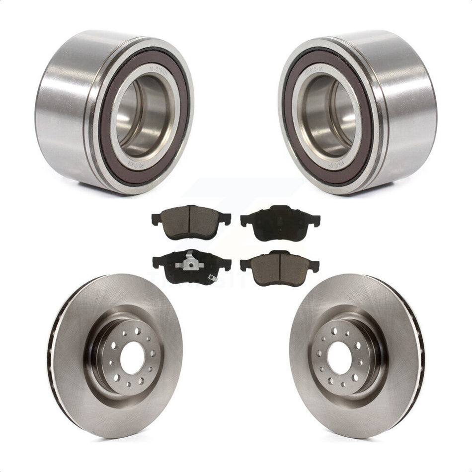 Front Wheel Bearing With Disc Brake Rotors And Ceramic Pads Kit For 2014-2018 Fiat 500L KBB-118808