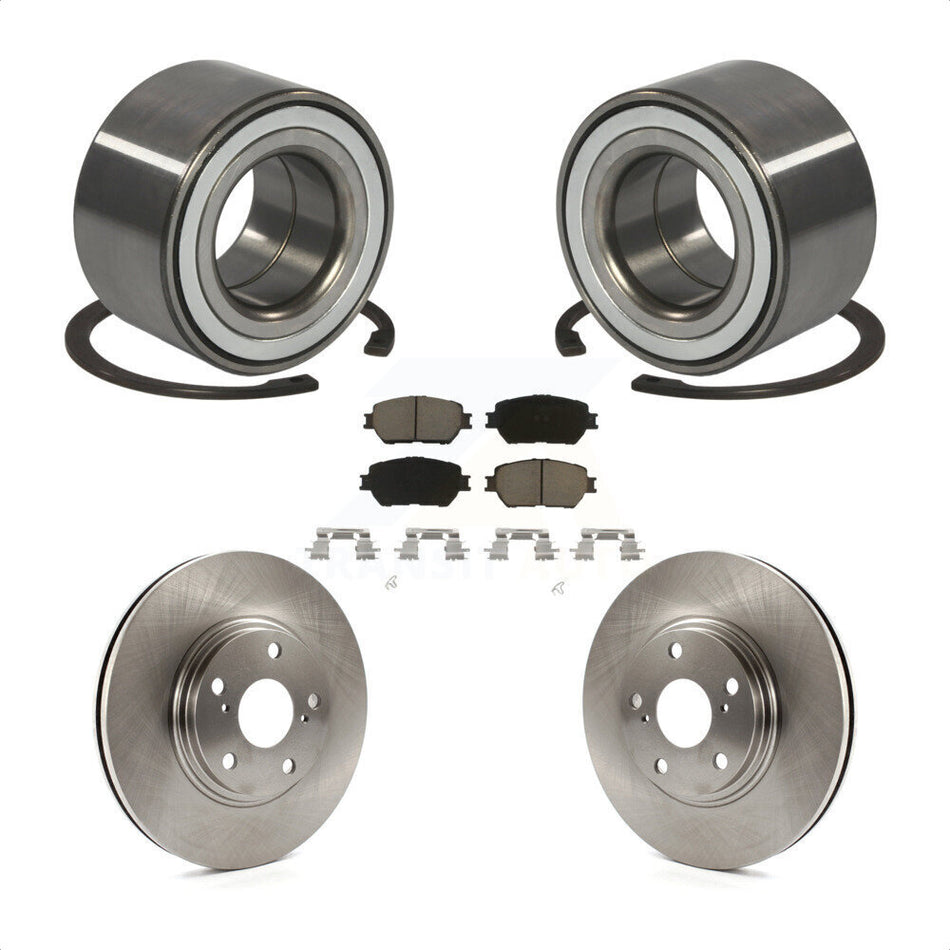 Front Wheel Bearing With Disc Brake Rotors And Ceramic Pads Kit For 2002-2003 Toyota Camry 296mm Diameter Rotor Stepped Hat Design KBB-118818