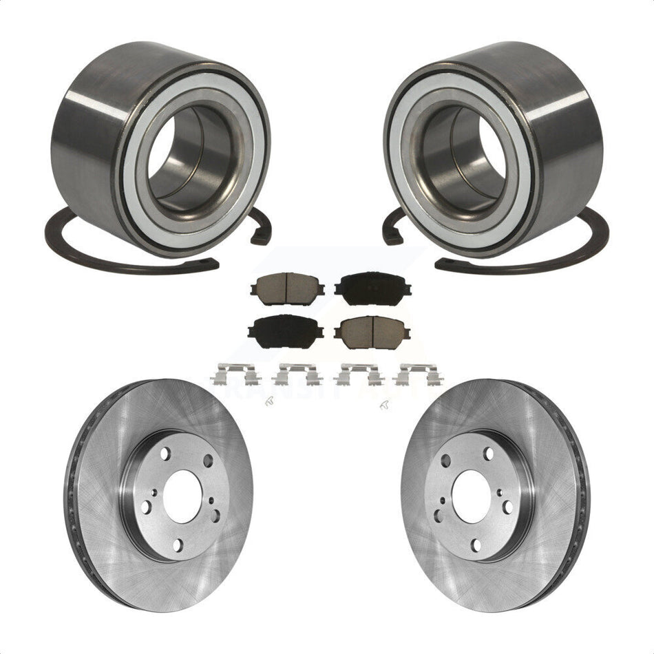 Front Wheel Bearing With Disc Brake Rotors And Ceramic Pads Kit For 2002-2003 Toyota Camry 275mm Diameter Rotor KBB-118819