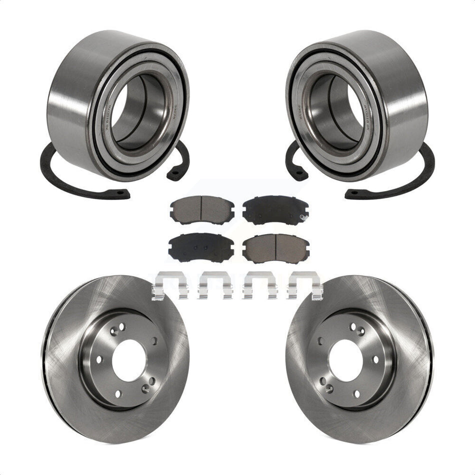 Front Wheel Bearing With Disc Brake Rotors And Ceramic Pads Kit For Hyundai Tiburon KBB-118821