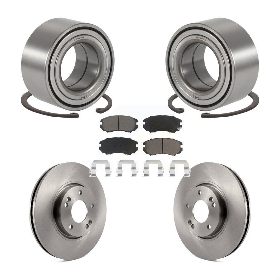 Front Wheel Bearing With Disc Brake Rotors And Ceramic Pads Kit For 2006-2010 Hyundai Sonata 3.3L KBB-118827