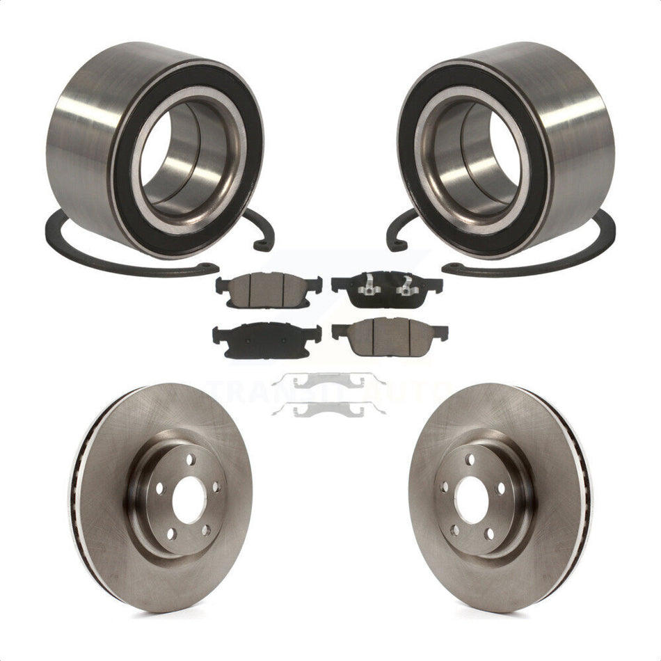 Front Wheel Bearing With Disc Brake Rotors And Ceramic Pads Kit For 2015 Ford Edge FWD KBB-118828