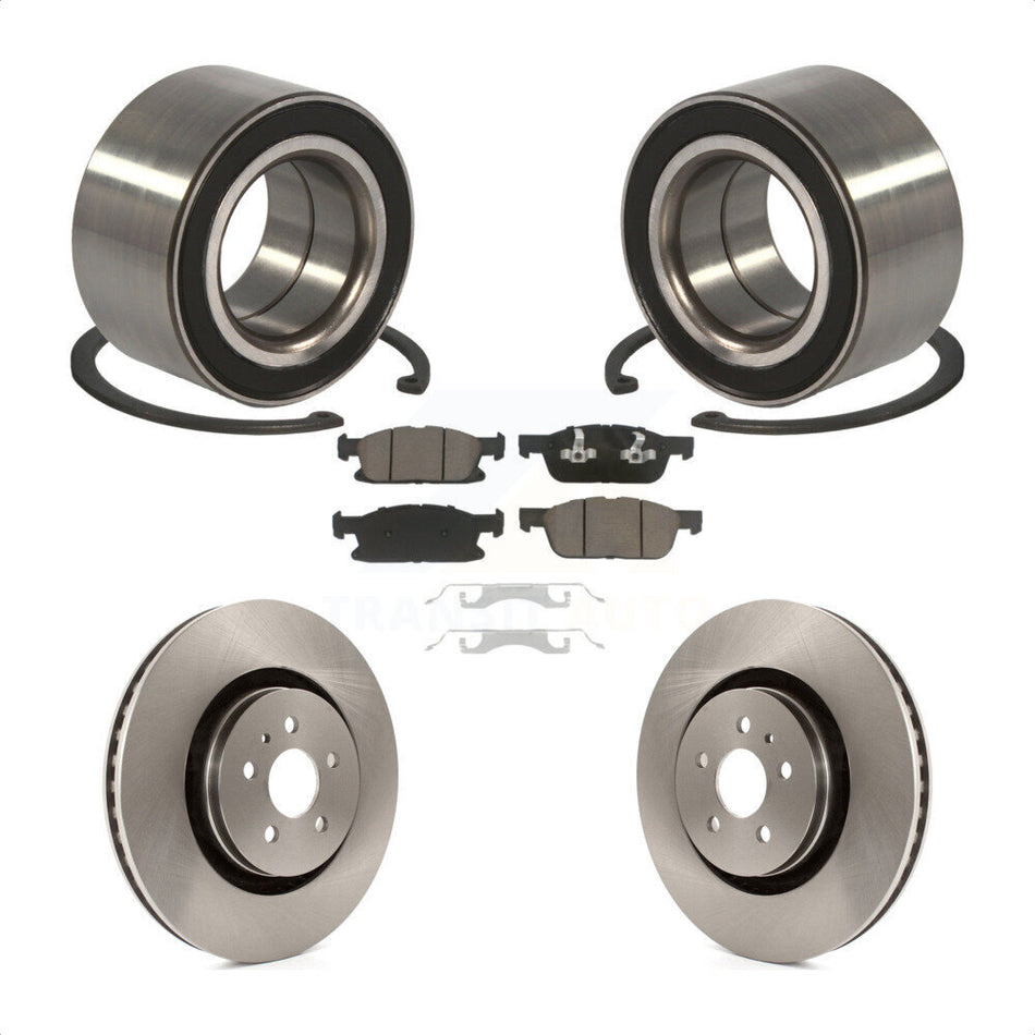Front Wheel Bearing With Disc Brake Rotors And Ceramic Pads Kit For 2015 Ford Edge AWD KBB-118829