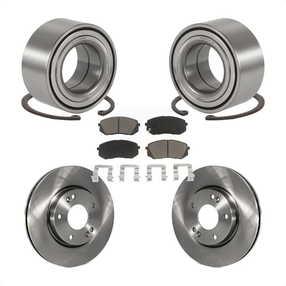 Front Wheel Bearing With Disc Brake Rotors And Ceramic Pads Kit For 2010-2012 Kia Rondo KBB-118834