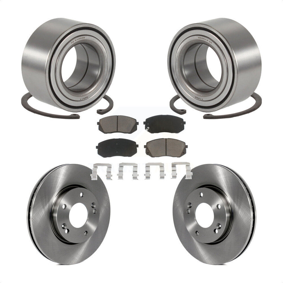 Front Wheel Bearing With Disc Brake Rotors And Ceramic Pads Kit For 2007-2009 Kia Rondo KBB-118835