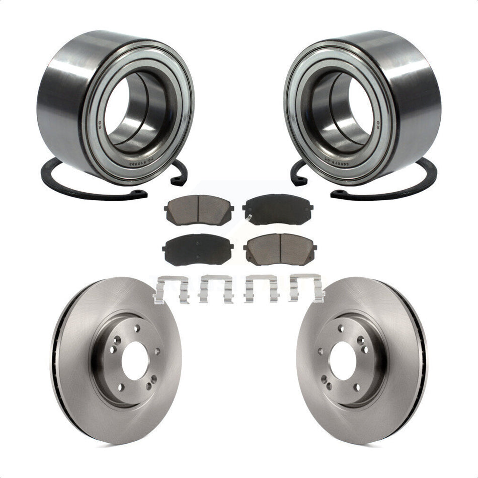 Front Wheel Bearing With Disc Brake Rotors And Ceramic Pads Kit For 2015-2016 Kia Soul EV KBB-118838