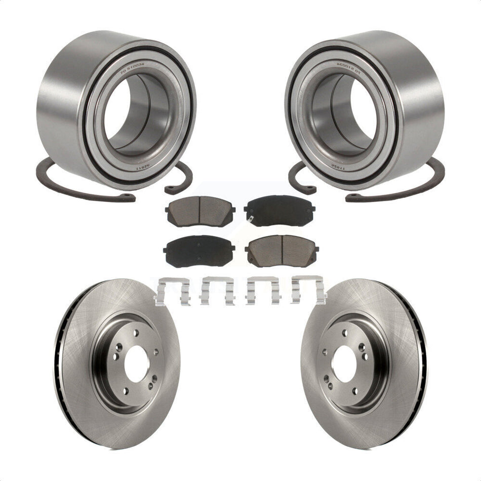 Front Wheel Bearing With Disc Brake Rotors And Ceramic Pads Kit For 2014 Kia Cadenza To 05 19 2013 KBB-118839