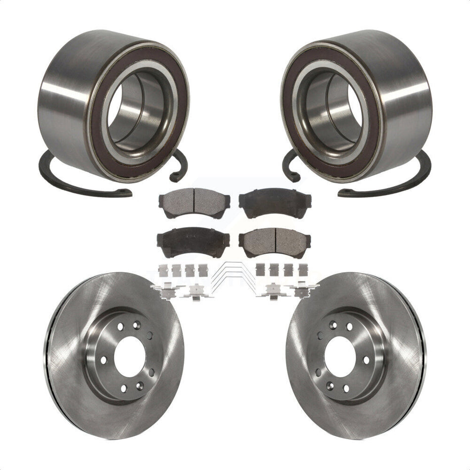 Front Wheel Bearing With Disc Brake Rotors And Semi-Metallic Pads Kit For 2009-2013 Mazda 6 2.5L KBB-118898
