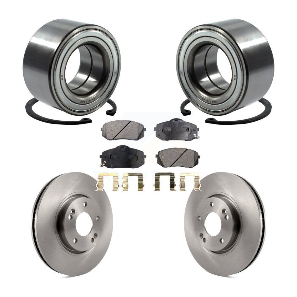 Front Wheel Bearing With Disc Brake Rotors And Semi-Metallic Pads Kit For 2015-2016 Kia Soul EV KBB-118899