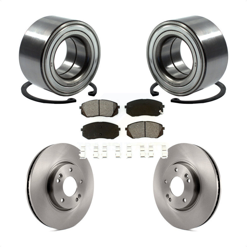 Front Wheel Bearing With Disc Brake Rotors And Semi-Metallic Pads Kit For 2015-2016 Kia Soul EV KBB-118907