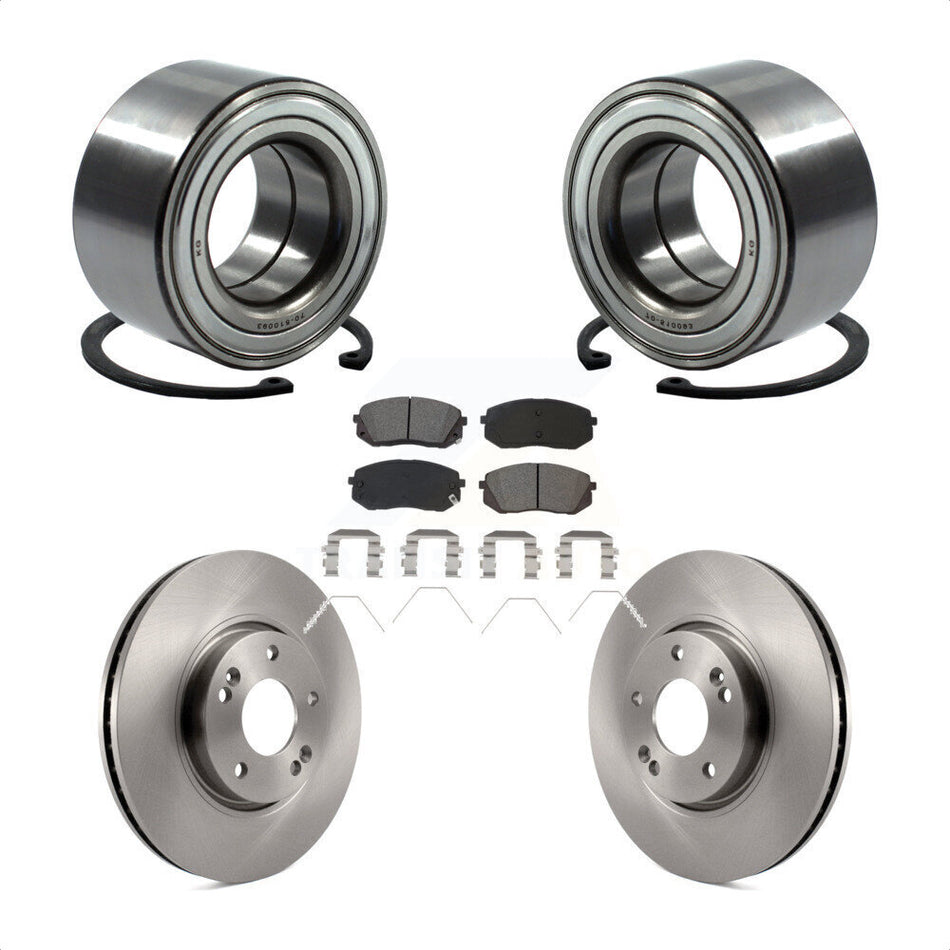 Front Wheel Bearing With Disc Brake Rotors And Semi-Metallic Pads Kit For 2017-2019 Kia Soul EV KBB-118908