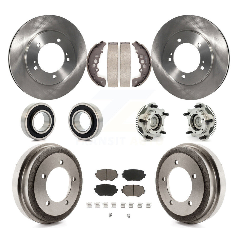 Front Rear Hub Bearings Assembly Disc Brake Rotors And Ceramic Pads Shoes Kit (10Pc) For Suzuki Grand Vitara KBB-118940