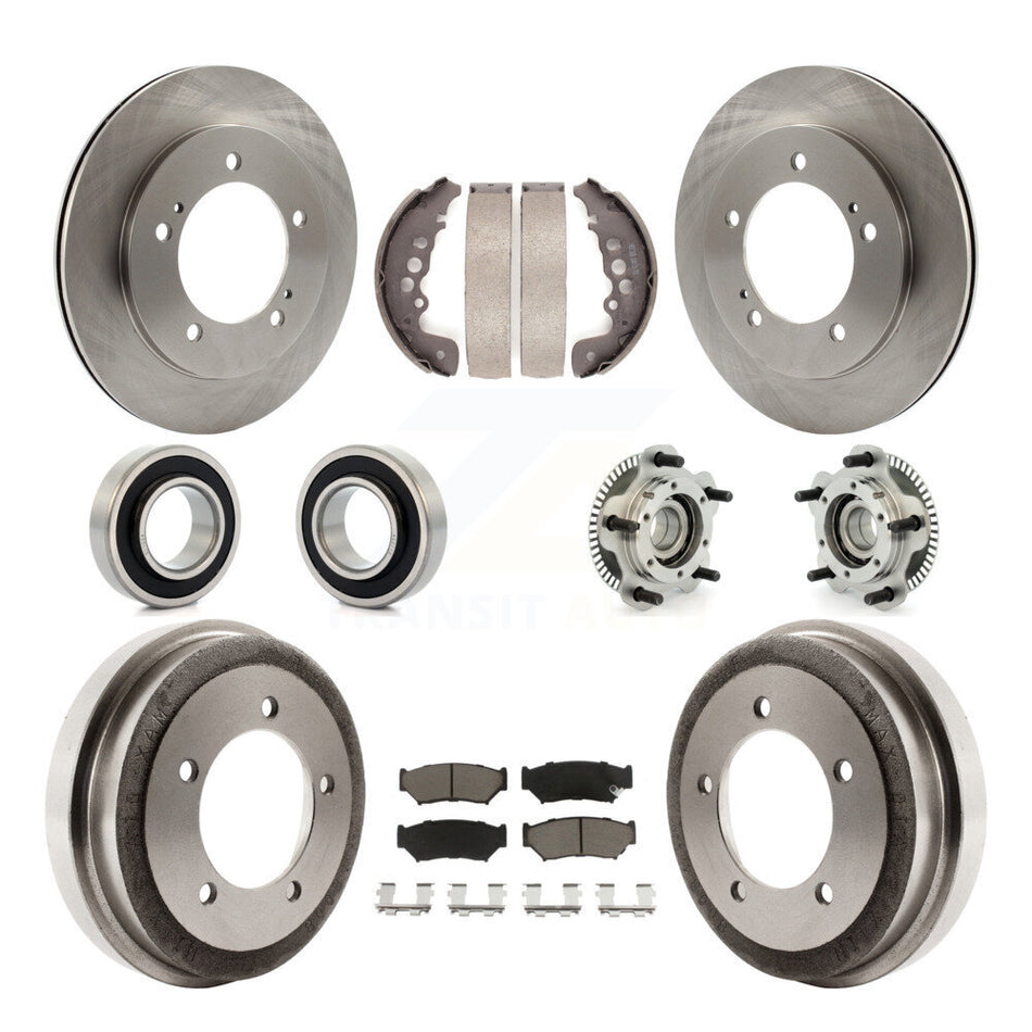 Front Rear Hub Bearings Assembly Disc Brake Rotors And Ceramic Pads Shoes Kit (10Pc) For 2001-2004 Chevrolet Tracker Suzuki Vitara Non-ABS KBB-118941